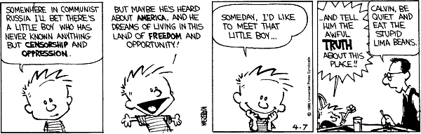 Political Cartoon - Calvin & Hobbes - Lima Bean Injustice