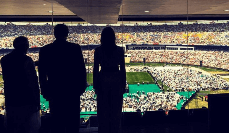 DJT Melania & Modi Photograph Silhouett Stadium