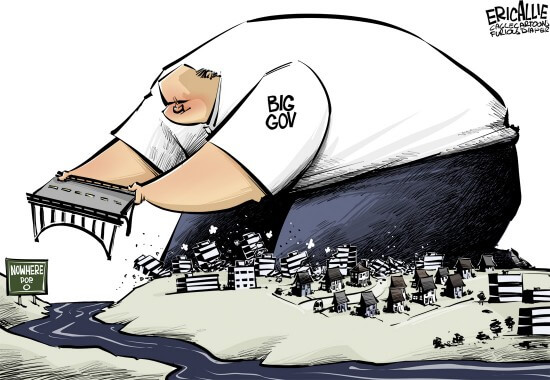 Eric Allie Political Cartoon Big Government Bridge to Nowhere