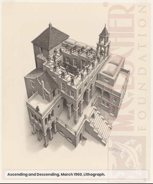 MC Escher Ascending and Descending Staircase Illustration