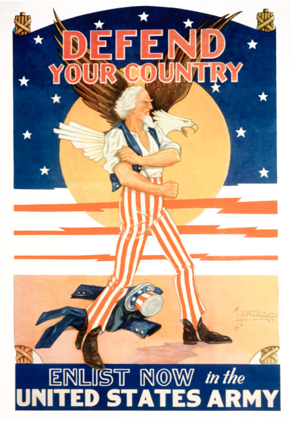 "Enlist Now" Propaganda poster. "Defend Your Country: Enlist Now in the United States Army"