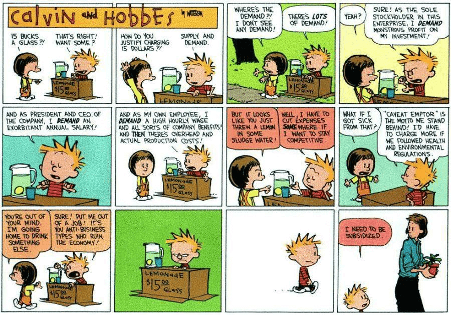 Political Cartoon Subsidies Calvin & Hobbes