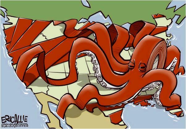 Political Cartoon Eric Allie Bureauctopus