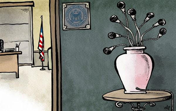 Political Cartoon NSA Surveillance Vase by Kap Jaume Capdevila