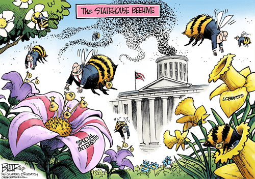 Nate Beeler Statehouse Bees Political Cartoon