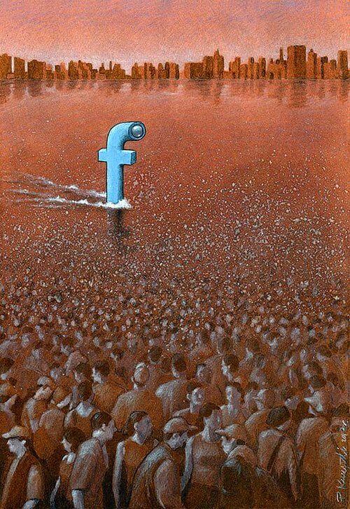 Political Cartoon by Pawel Kuczynski: Facebook Spy Submarine
