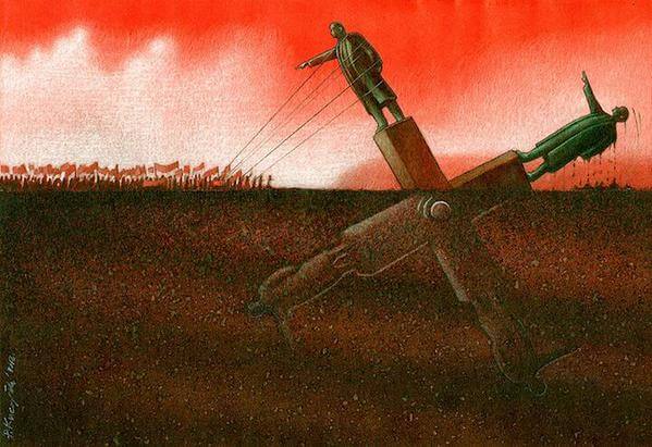 Political-Cartoon-Pawel-Kuczynski-Revolution-Statue