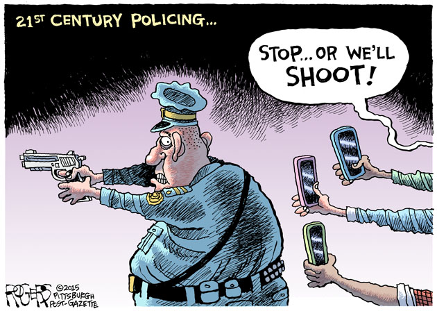 Political Cartoon by Rob Rogers - Stop Or We'll Shoot