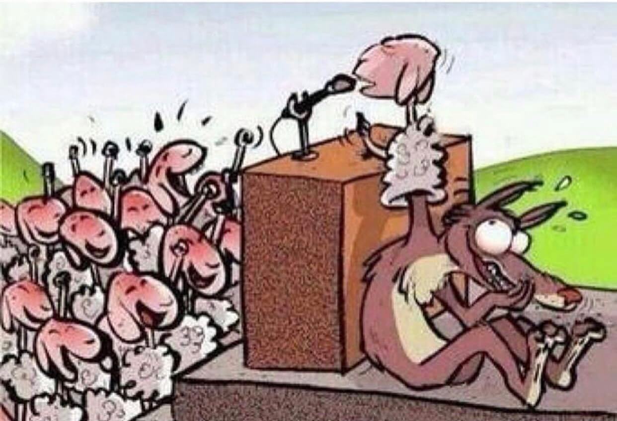 Political Cartoon Puppet for the Sheep Wolf in Sheep's Clothing