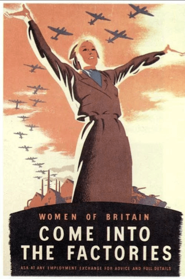 Great Britain Propaganda Poster Women Come Into The Factories