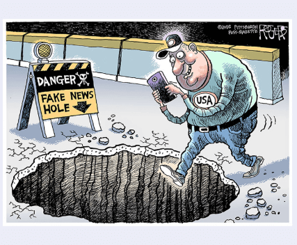Rob Rogers Fake News Hole Political Cartoon