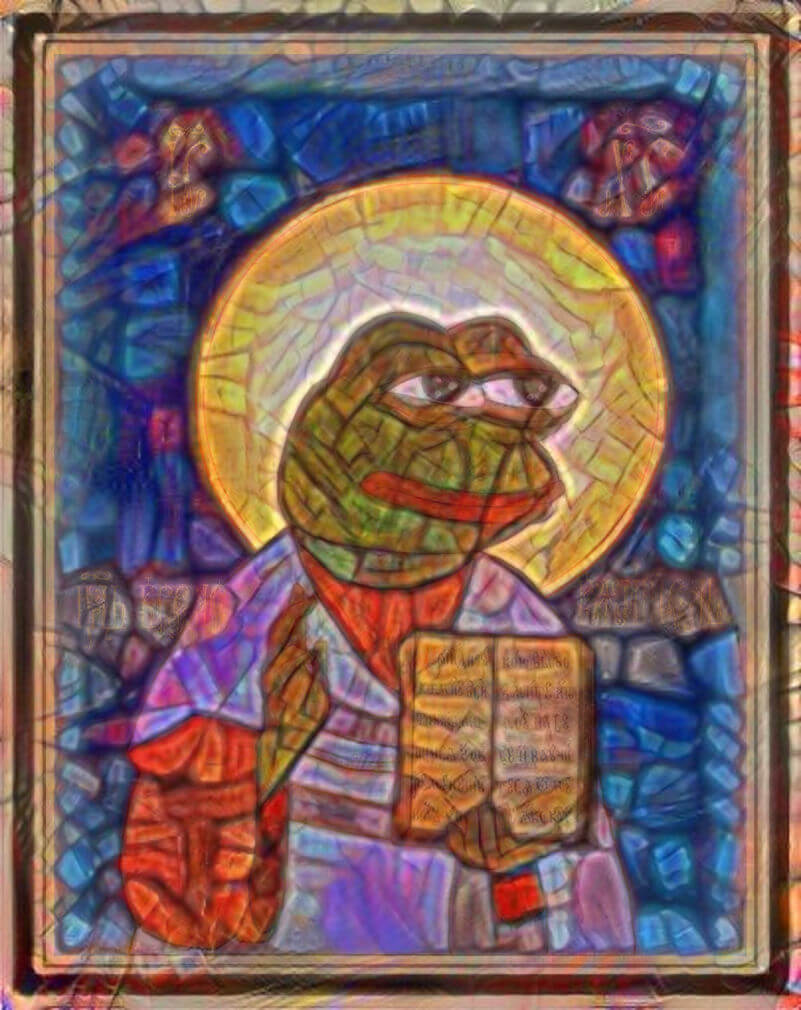 Stained Glass Pepe Qanon Meme