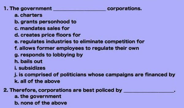 World's Easiest Corporatism Quiz Meme