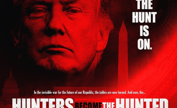 Hunters Become the Hunted DJT Qanon Meme Movie Poster Hunt for Red October
