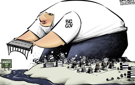 Eric Allie Political Cartoon Big Government Bridge to Nowhere