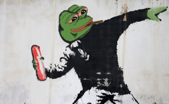 Pepe Revolution Throwing Popcorn Graffiti Meme