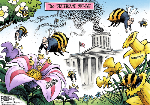Nate Beeler Statehouse Bees Political Cartoon