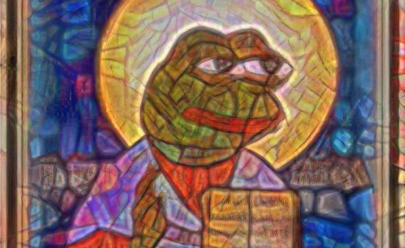 Stained Glass Pepe Qanon Meme